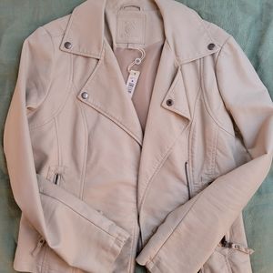 Max Studio washed faux leather jacket in bone